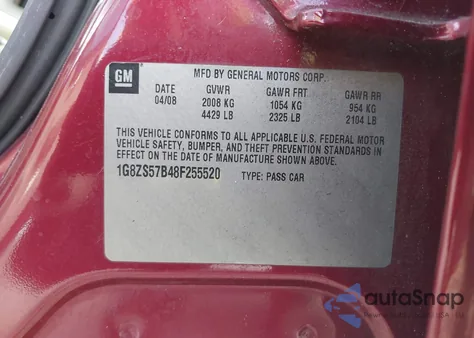 2008 Saturn Aura Xe z USA, uszkodzony, nr VIN 1G8ZS57B48F255520